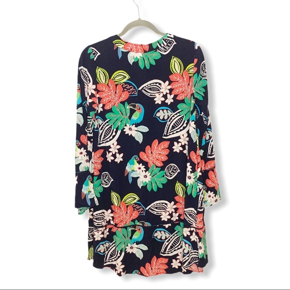 Crown & Ivy Split Neck Shift Dress Tropical Parrot - Picture 3 of 6